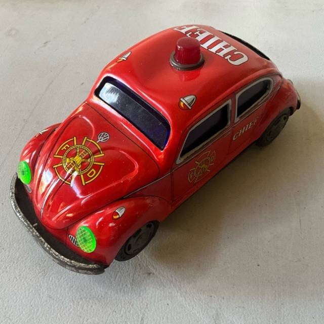 VW Bettle Fire Chief - Tin Toy 1960s - 19cm...