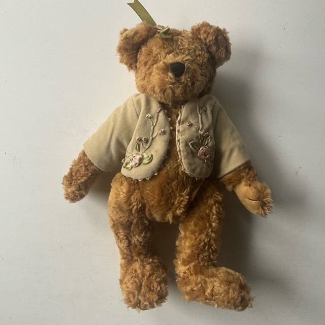 Hand Made Teddy Bear with Rose waist coat -...