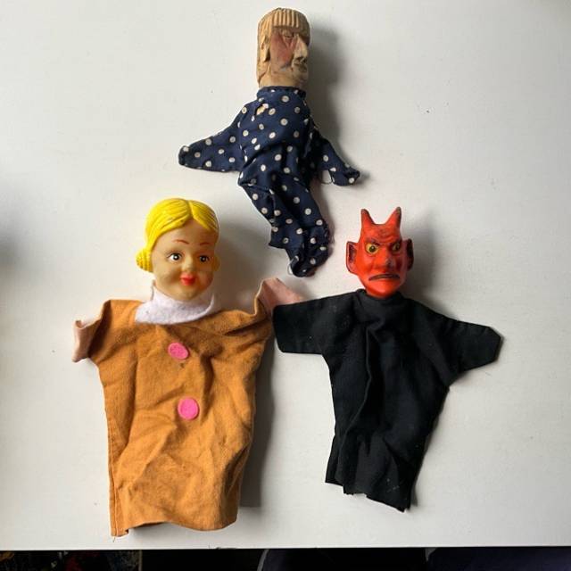 Hand Puppets (1960s) x3 (Two Rubber, One wood)