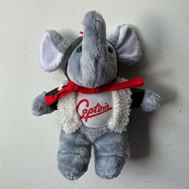 Vintage CAPTAIN Elephant Plush PMS 29cm Pilot