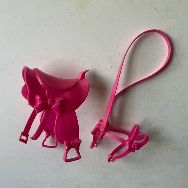 Barbie Doll Horse Pink Saddle, Bridle and Re...