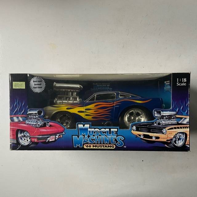 1966 Blue With Flames Ford Mustang 1 18 Scal...