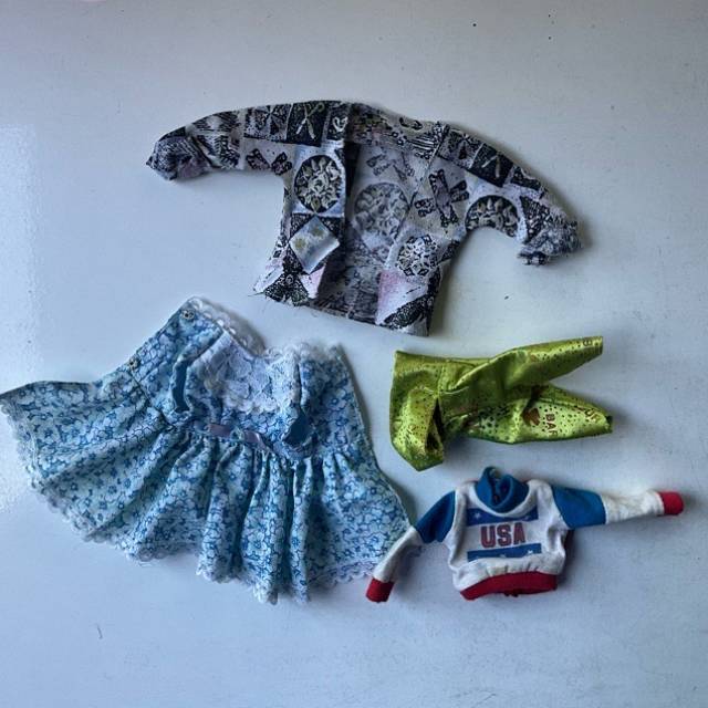 Barbie Clothes mix USA Jacket, Blue dress, p...