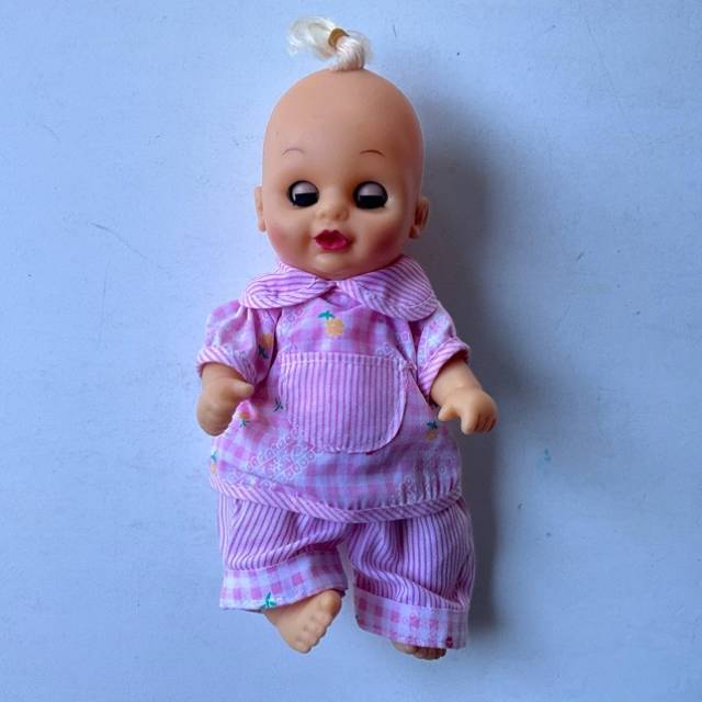 Baby Rubber Doll 1980s Pink outfit 23cm Height