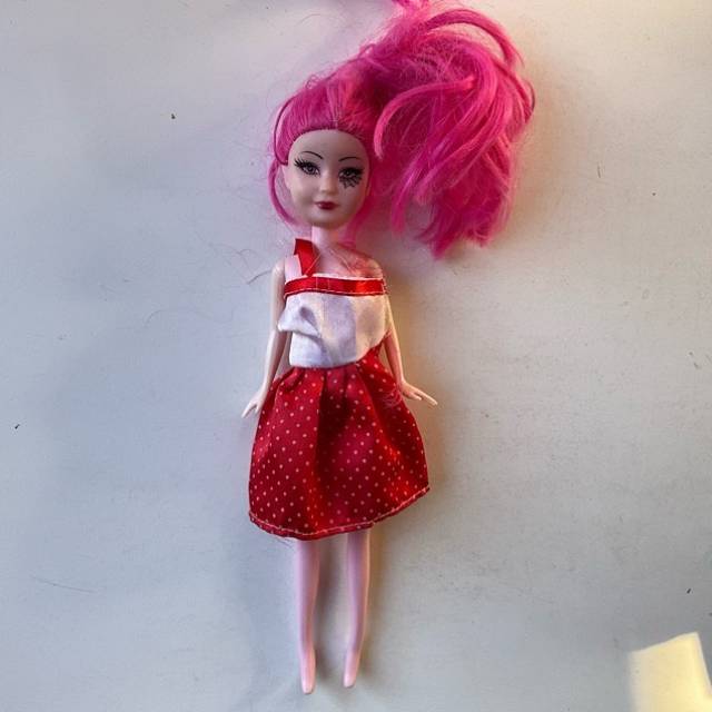 Monster Doll Pink Hair- Pink dress with web...